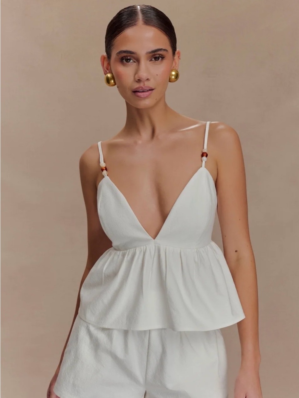 Meshki Cotton Beaded peplum top